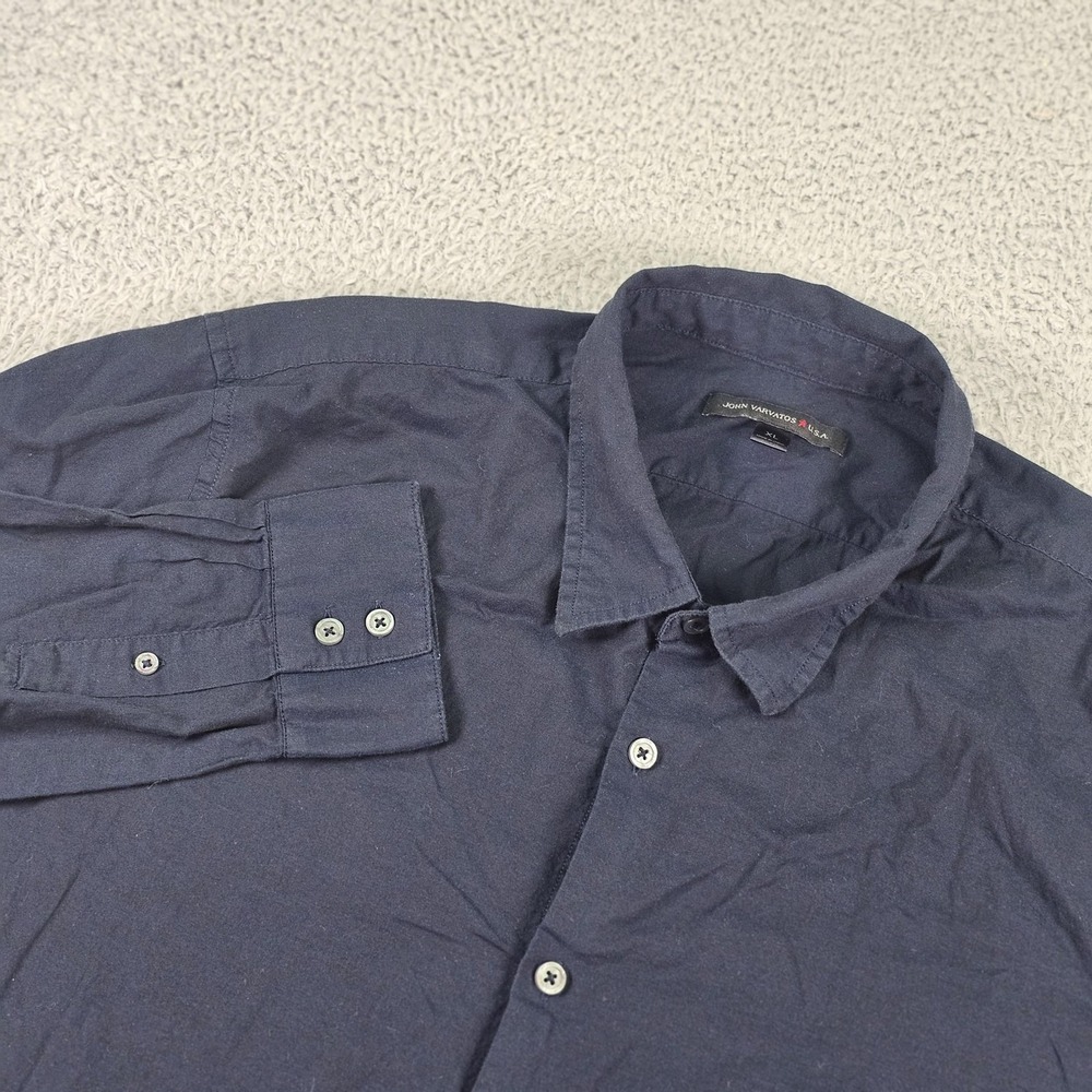 John Varvatos U.S.A.‎ Shirt Mens Extra Large Blue Solid Long Sleeve Button Down